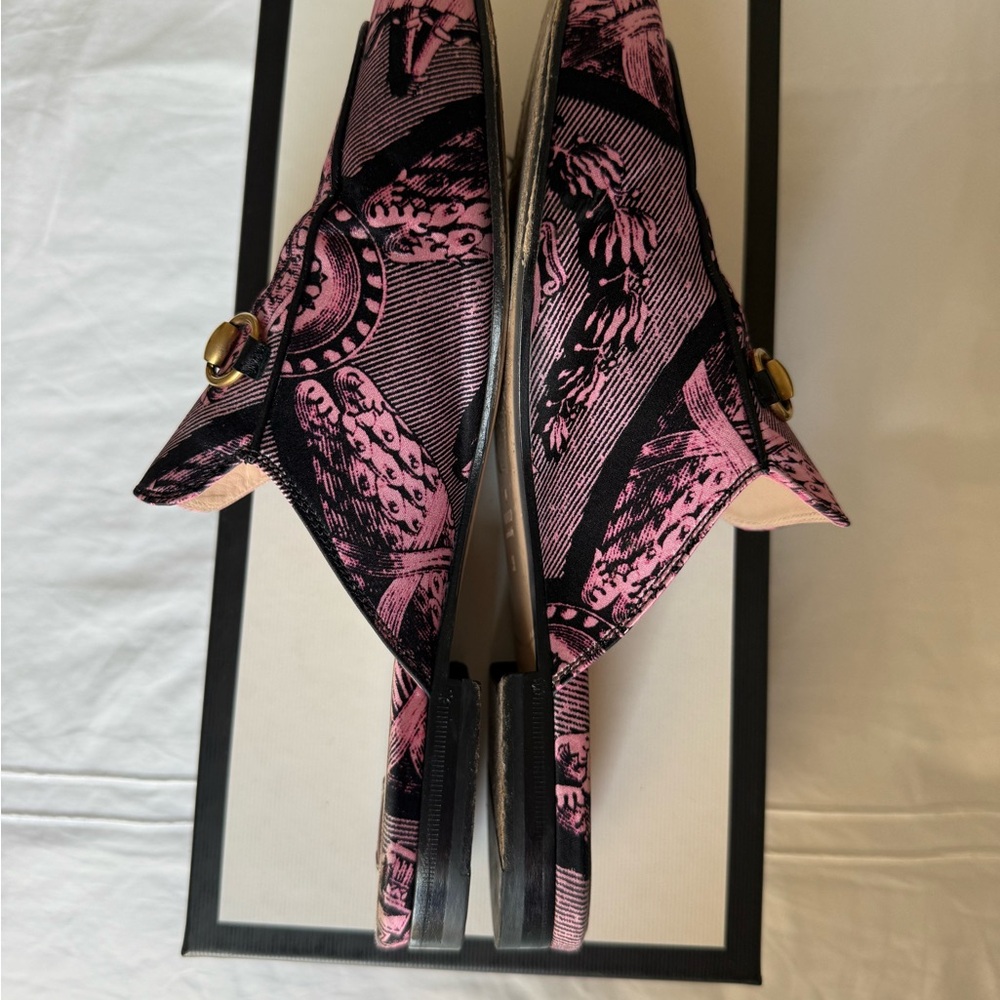 Gucci Pink and Black Patterned Mules - Picture 3 of 7
